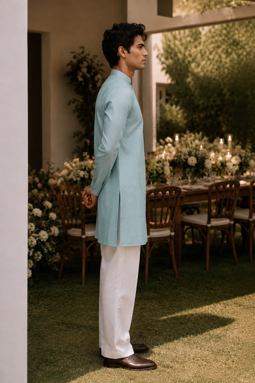Powder Blue Pintuck Kurta Set