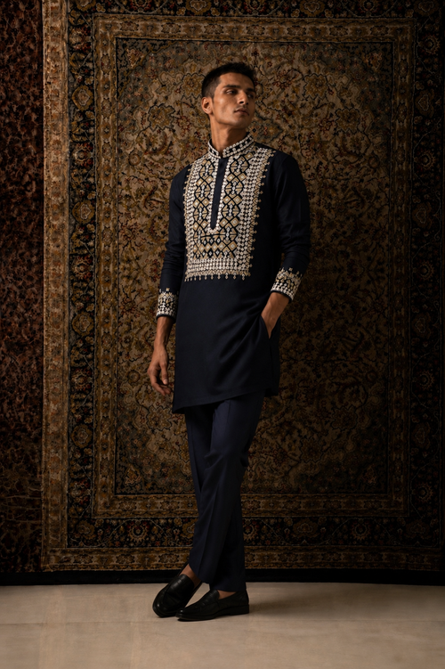 Navy Embroidered Kurta Set