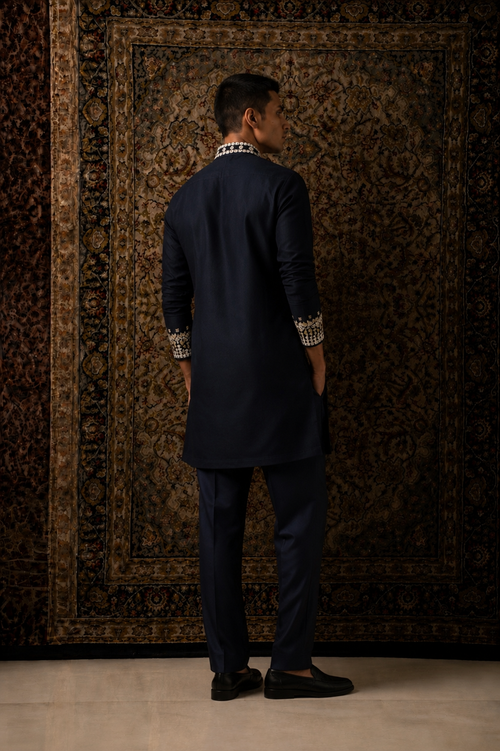 Navy Embroidered Kurta Set