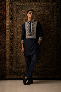 Navy Embroidered Kurta Set