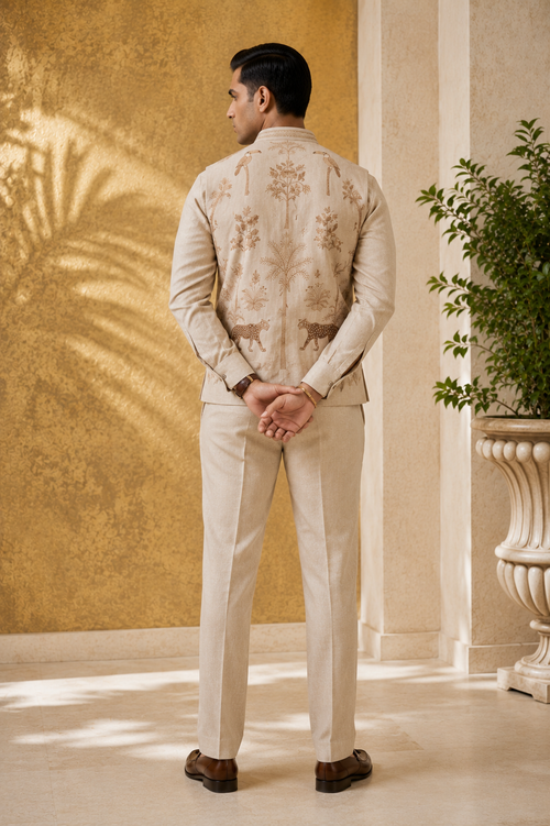 Ivory Linen Bundi Set