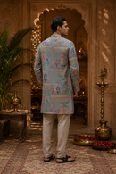 Grey Brocade Kurta Set