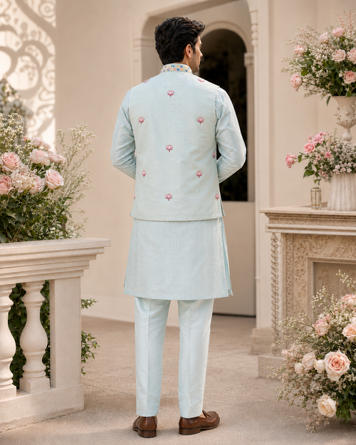 Powder Blue Nehru Set
