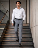 Men’s Executive Grey Pinstripe Pleated Formal Trouser