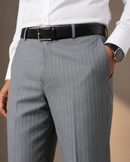 Men’s Executive Grey Pinstripe Pleated Formal Trouser