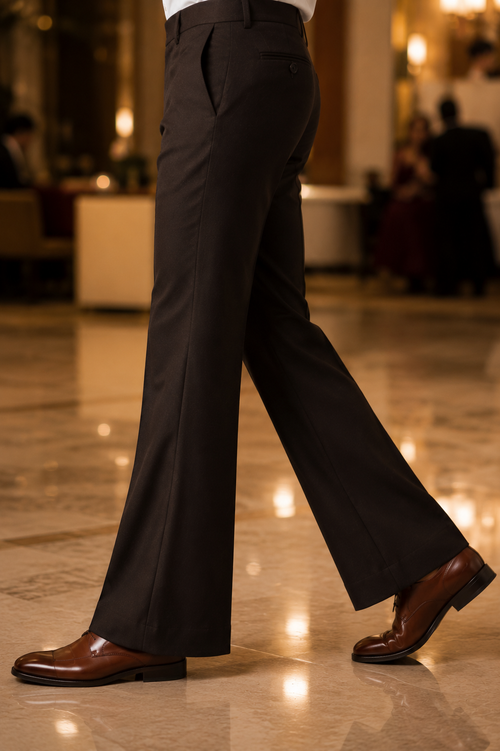 Men’s Dark Brown Pleated Formal Trouser