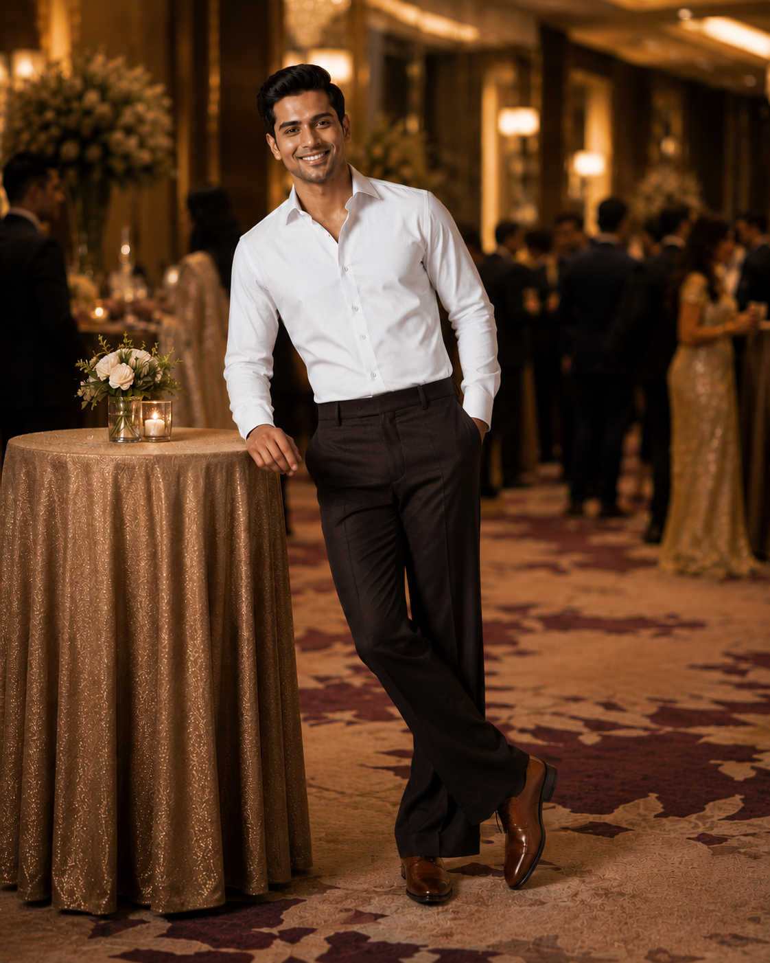Men’s Dark Brown Pleated Formal Trouser