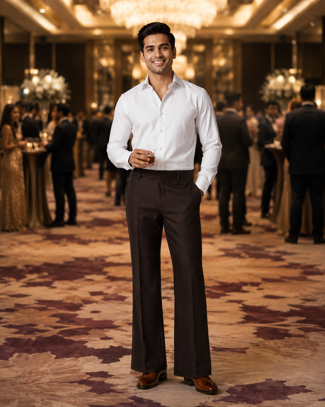 Men’s Dark Brown Pleated Formal Trouser