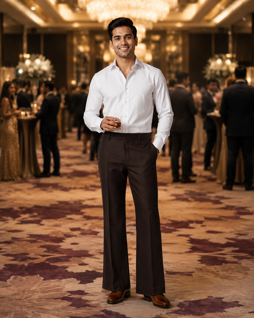 Men’s Dark Brown Pleated Formal Trouser