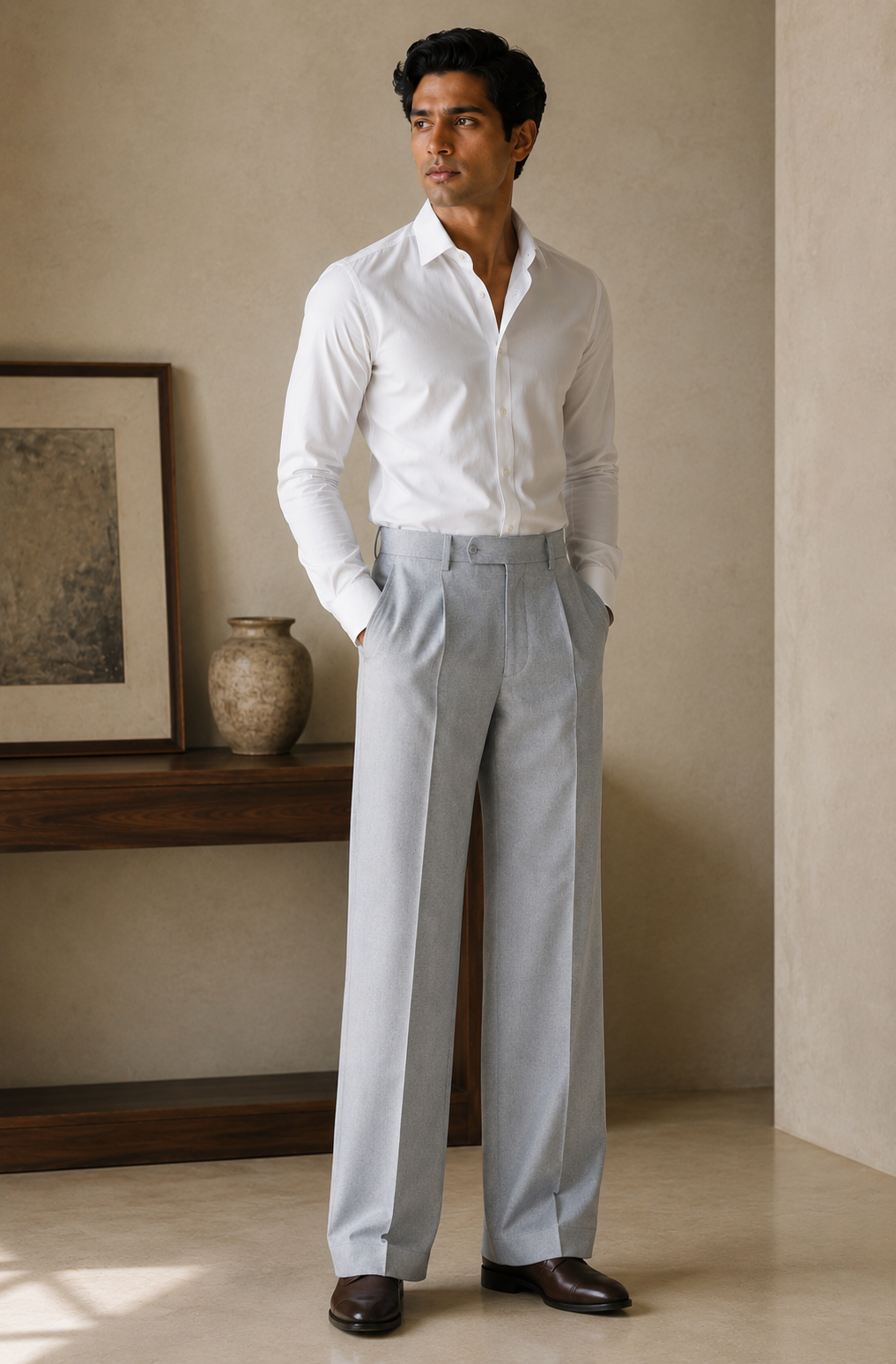 Imperial Blue Pleated Trouser