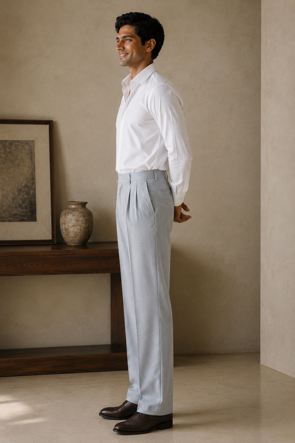Imperial Blue Pleated Trouser