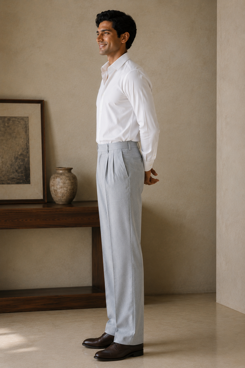 Imperial Blue Pleated Trouser