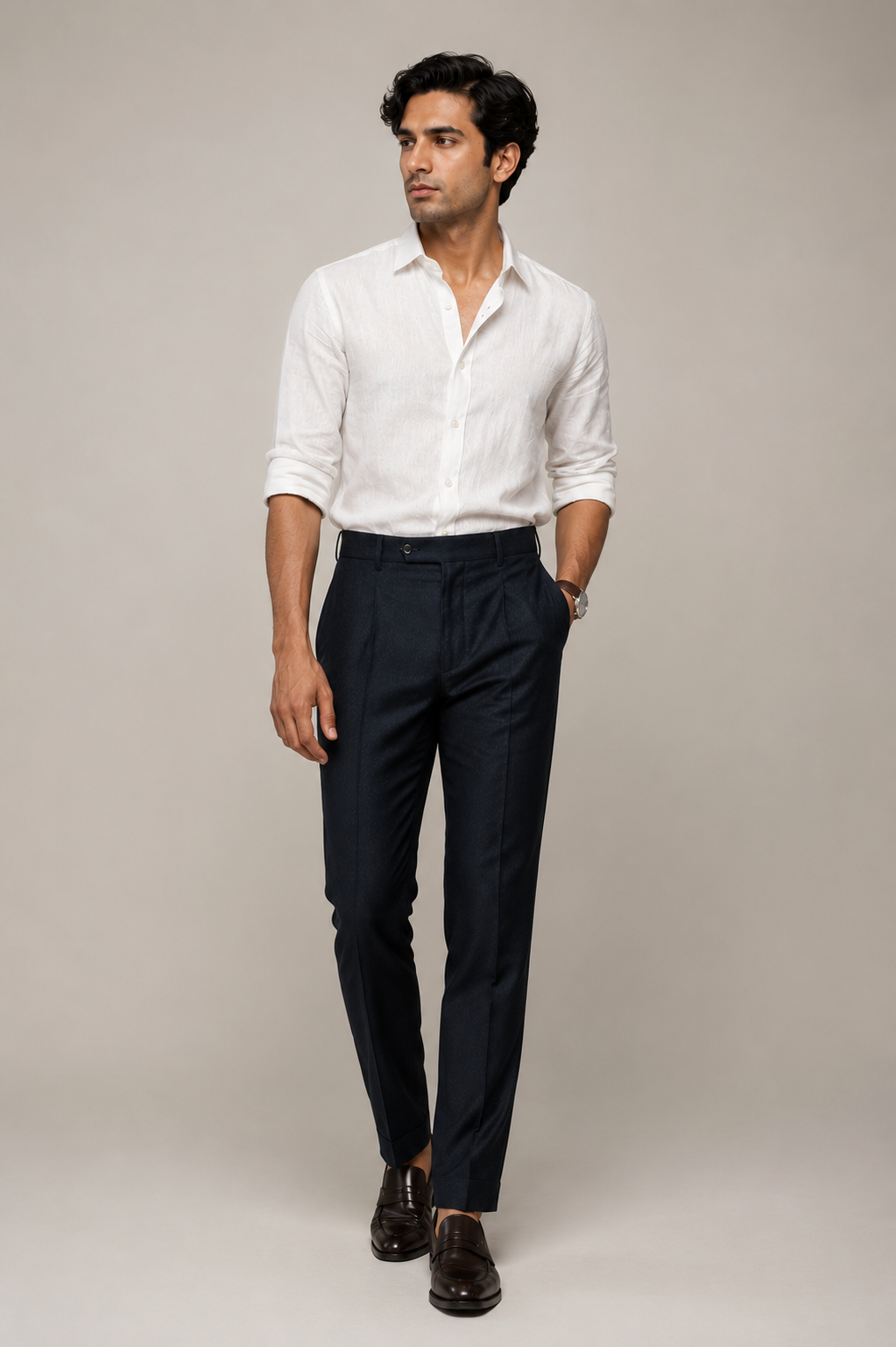 Men’s Imperial Navy Pleated Formal Trouser