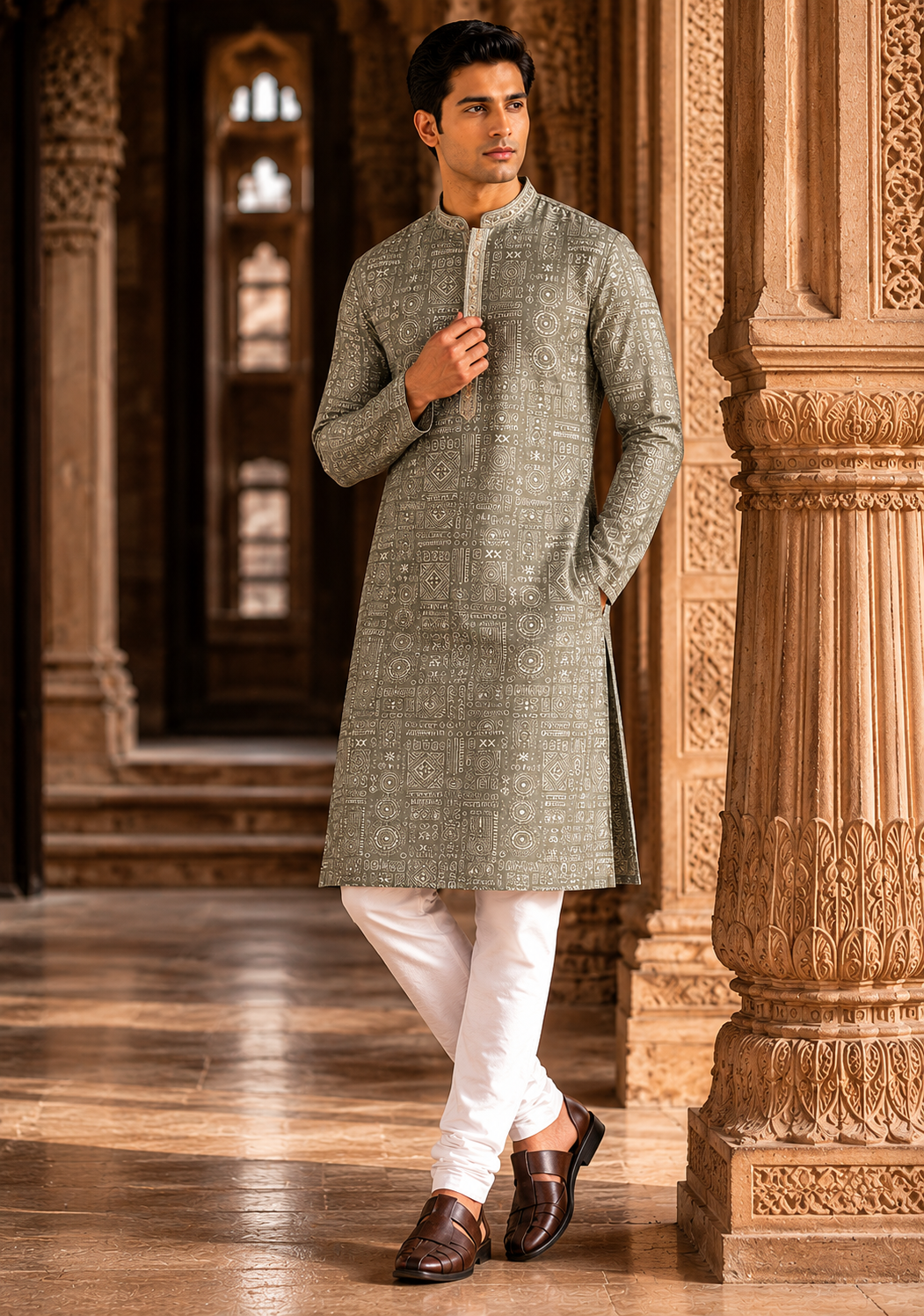 Sage Grey Kurta Set