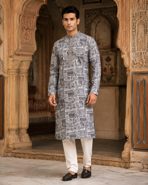 Ash Grey Kurta Set