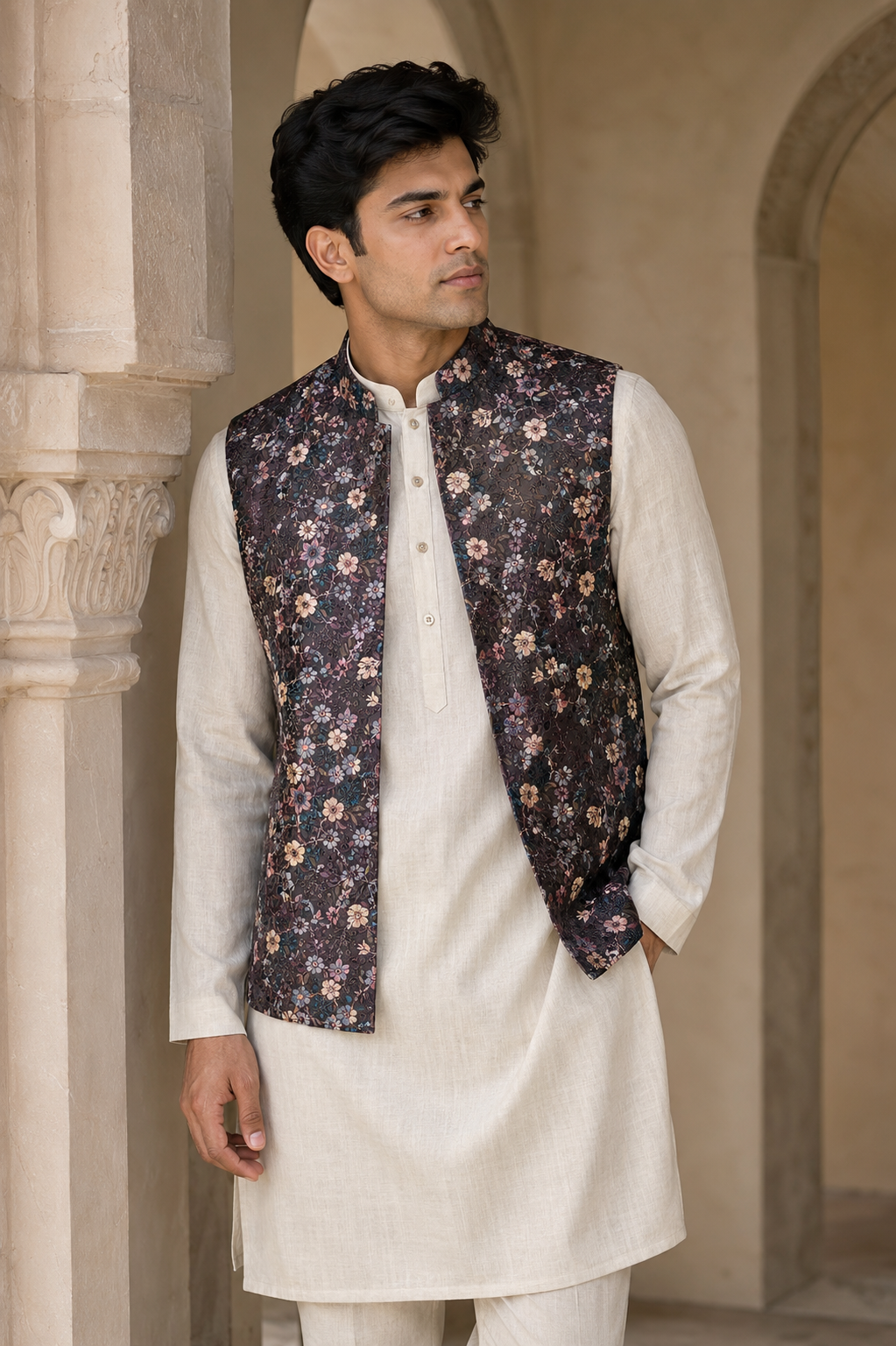 Midnight Floral Waistcoat Set