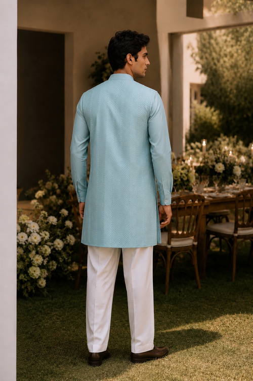 Powder Blue Pintuck Kurta Set
