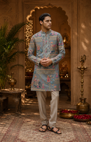 Grey Brocade Kurta Set