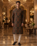 Black Mughal Kurta Set