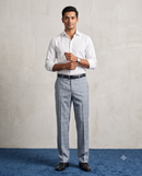 Men’s Imperial Blue Checked Pleated Formal Trouser