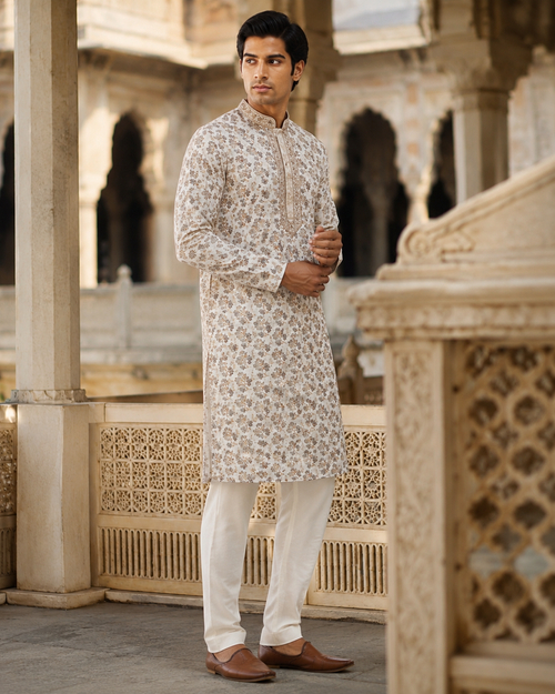 Ivory Floral Kurta Set