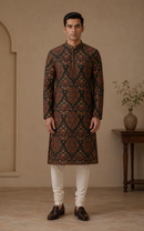 Black Mughal Kurta Set
