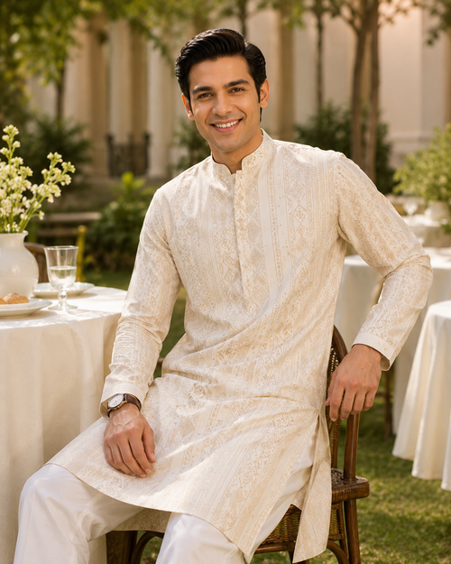 Ivory Printed Kurta Set