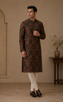 Black Mughal Kurta Set