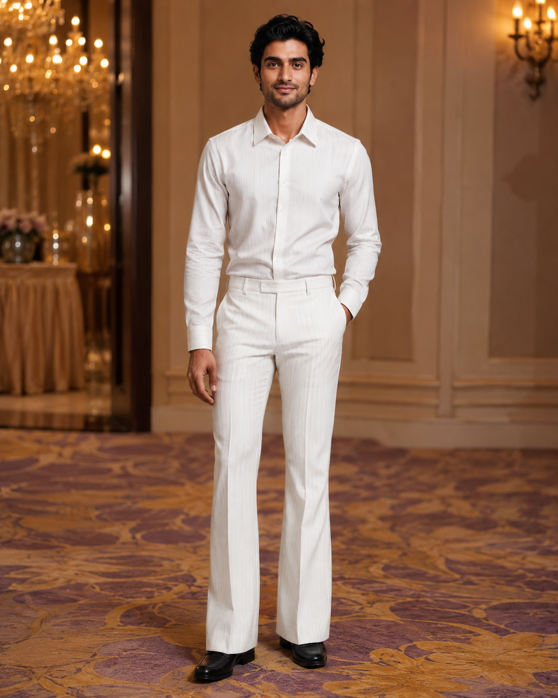 Men’s Imperial White Pinstripe Formal Trouser