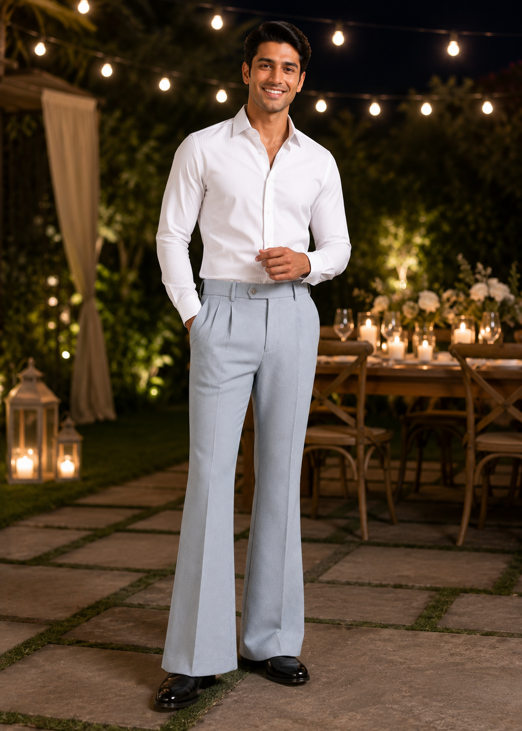 Men’s Imperial Blue Pleated Formal Trouser